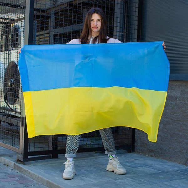 Флаг Украины + Флаг УПА / Большой флаг Украины из ткани / Тканевый флаг Украины на стену и рукоятку 234565211(цей артикул вірний) фото