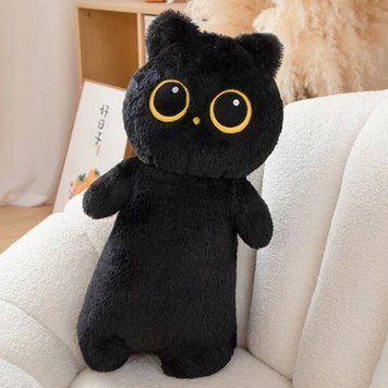Мягкая игрушка кот-лупоглазик батон, 40 см, Черный / Мягкая игрушка котики / Кот игрушка 234575353 фото