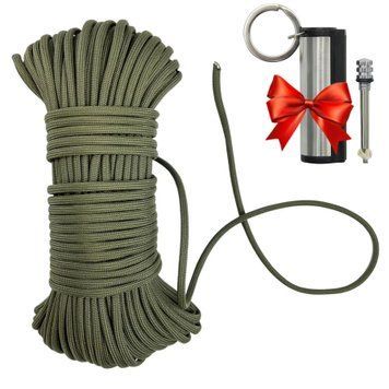 Шнур - паракорд 30м, 4мм + Вечная спичка Make Fire / Тактический паракордовый шнур / Веревка из нейлона 234565956(цей артикул вірний) фото