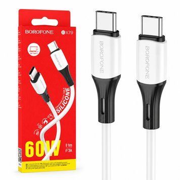 Кабель Type-C-Type-C, 1 м, 60W, BX79, Белый / Кабель для зарядки телефона / Шнур для зарядки / Зарядный кабель 234598280 фото