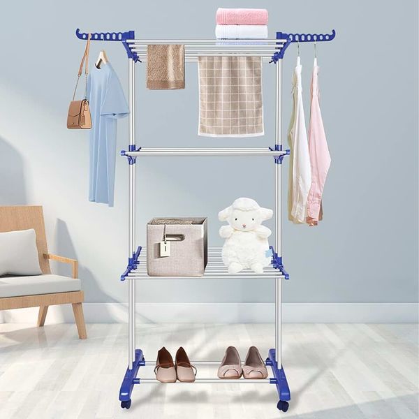 Багатоярусна сушарка для білизни до 40 кг (172х73х64 см) Garment Rack With Wheels / Складна підлогова сушарка для речей 123459786 фото