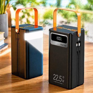Повербанк 50000мАч, 22,5Вт, 4хUSB + 2 кабеля, TUGII Y105, Черный / Power Bank / Павербанк для телефона / Повербанк с фонариком 234587947 фото