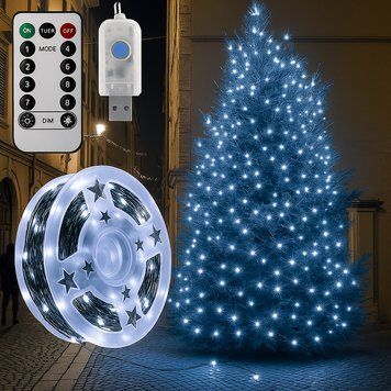 Гірлянда від USB, 100м, 1000LED, зелений провід + пульт, Білий / Новорічна гірлянда на ялинку / Гірлянда ніть 23459036301 фото