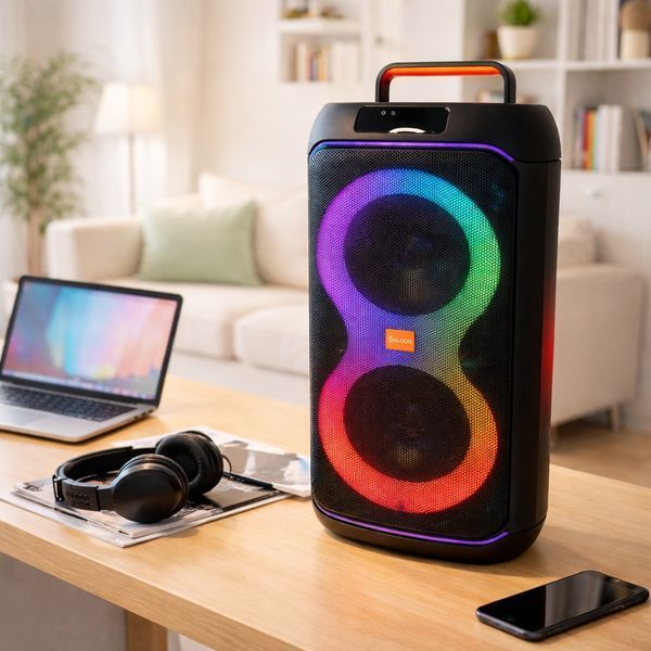 Бездротова колонка Bluetooth у вигляді міні-валізи, з мікрофоном, пульт, TTD-2821, Чорний / Портативна колонка з підсвічуванням 234592001 фото