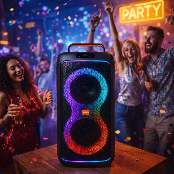 Бездротова колонка Bluetooth у вигляді міні-валізи, з мікрофоном, пульт, TTD-2821, Чорний / Портативна колонка з підсвічуванням 234592001 фото