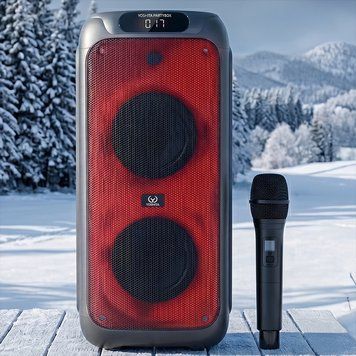 Портативна акустична система 2х8" + мікрофон, Bluetooth, 60 Вт, YS-010, Чорна / Бездротова колонка караоке / Bluetooth колонка 234593017 фото