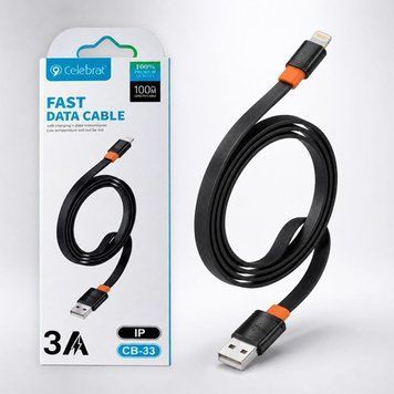 Кабель USB-Lightning, 1м, 3А, CB33 CELEBRAT, Чорний / Кабель для заряджання телефону / Зарядний кабель / Зарядний шнур 234594041 фото