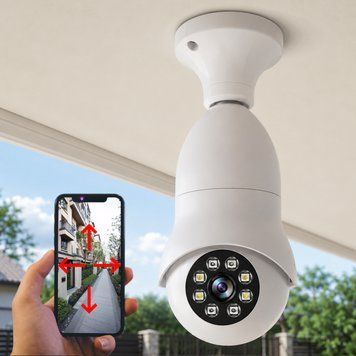Камера видеонаблюдения Wi Fi в патрон Е27, 2 Мп, Белая / Уличная вайфай камера / Поворотная IP камера 234569339 фото
