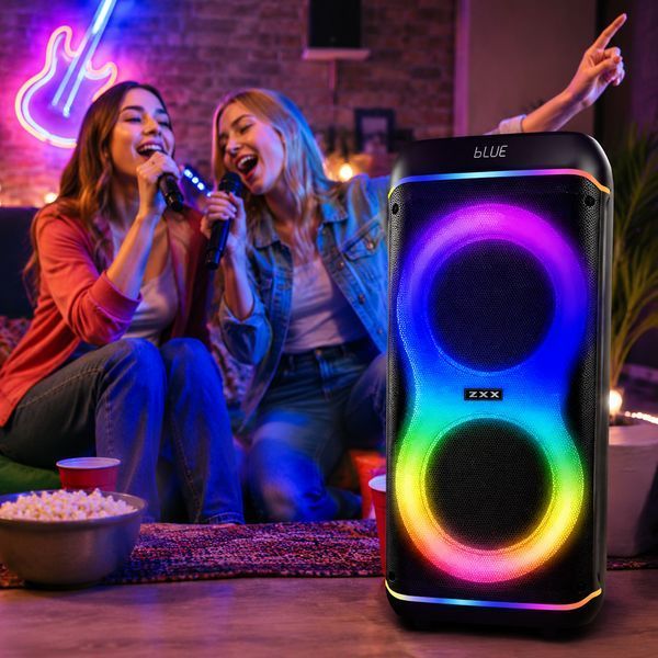 Портативная колонка Bluetooth, 80Вт, 2x8" 2 микрофона, пульт, ZXX-8085, Черная / Bluetooth колонка караоке / Колонка с микрофонами 234595740 фото Портативная колонка Bluetooth, 80Вт, 2x8" 2 микрофона, пульт, ZXX-8085, Черная / Bluetooth колонка караоке / Колонка с микрофонами 234595740 фото