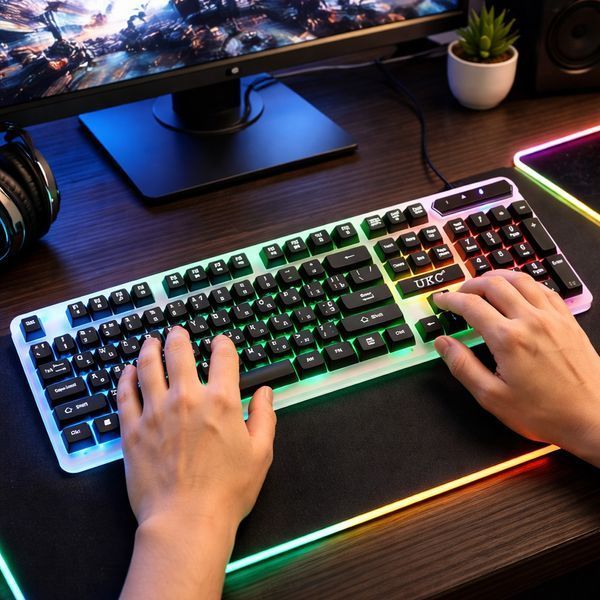 Клавіатура провідна з підсвічуванням RGB, DX 750 / Ігрова клавіатура / Дротова клавіатура / Мультимедійна клавіатура 234584059 фото