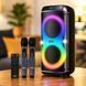 Портативная колонка Bluetooth, 80Вт, 2x8" 2 микрофона, пульт, ZXX-8085, Черная / Bluetooth колонка караоке / Колонка с микрофонами 234595740 фото 1