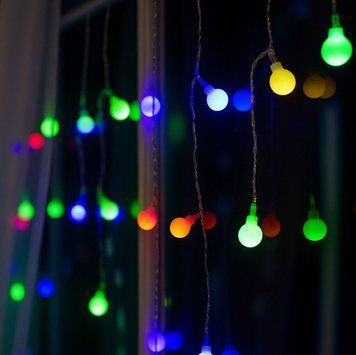 Гирлянда Шарики от сети, 3м, 100LED, Разноцветный / Светодиодная гирлянда шарики бахрома / Декоративная гирлянда шарики твинки 234592308 фото