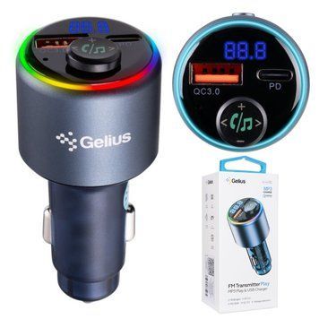 FM модулятор з зарядкою 30W PD/18W QC, RGB, Gelius Play GP-FMT050s / FM трансмиттер / ФМ-модулятор 345612151 фото