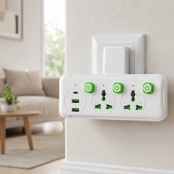 Мережевий фільтр до 2500, з 2 розетками та 3 кнопками, 2хUSB, 1хType-C, Білий / Подовжувач з USB / Переноска настінна 234596972 фото