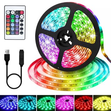 Светодиодная RGB лента 5 м, с пультом, с USB, TV LED Strip CB-5050 / Умная лента для фоновой подсветки телевизора 234568418 фото