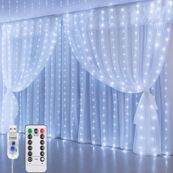 Гирлянда штора от USB, 3x3 м, 300 LED с пультом, Белый / Гирлянда водопад / Гірлянда на вікно / Новогодняя гирлянда 234588216 фото