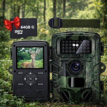 Фотоловушка с датчиком движения, 32mpx + Карта памяти 64GB / Охотничья камера для животных  234570490(артикул вірний) фото