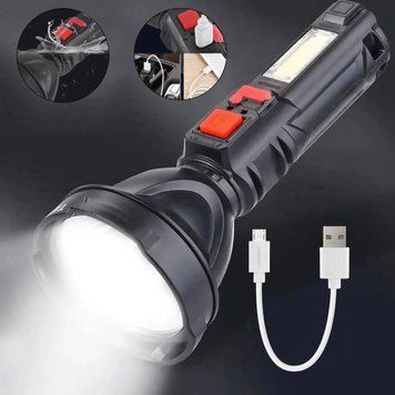 Акумуляторний ліхтар 2в1 з боковим світлом та USB L-830 / Світлодіодний ліхтарик-лампа 234573131 фото