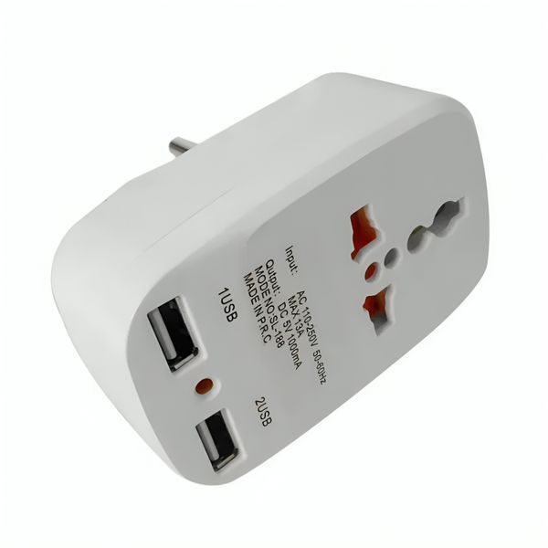 Универсальный переходник для розеток (EU-US-UK-CN-JP-IN), 2хUSB, Adaptor 823, Белый / Сетевой тройник / Туристический тройник 234574160 фото