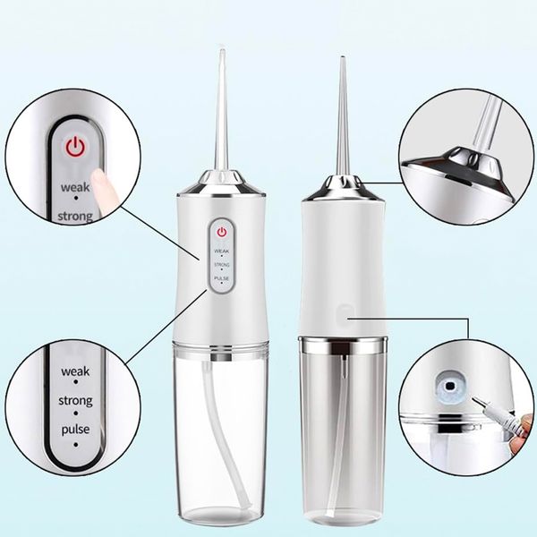 Портативный ирригатор для полости рта 230 мл, Portable Oral Irrigator, Белый / Электрический ирригатор для зубов с насадкой 234562532 фото