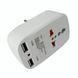 Универсальный переходник для розеток (EU-US-UK-CN-JP-IN), 2хUSB, Adaptor 823, Белый / Сетевой тройник / Туристический тройник 234574160 фото 4
