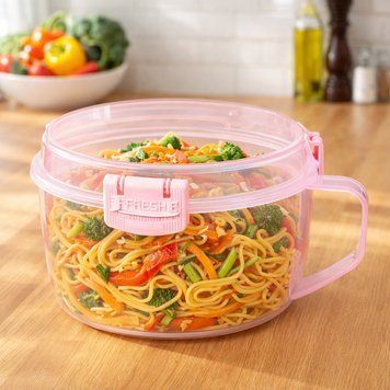 Пищевой контейнер для продуктов 1,3л, 17,5х10см, Розовый / Ланчбокс круглый / Контейнер для еды 234590136 фото