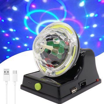 Дискошар с LED фонарем, на солнечной батарее, с USB, 360 Energy 3888B, Черный / Лампа - диско шар для дома 234570517 фото