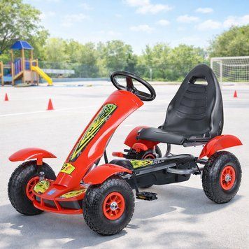 Детский велокарт с ручным тормозом, 5-12лет, 111х59х66см, Bambi Racer kart, Красный / Детский веломобиль / Детский карт педальный 34570126901 фото