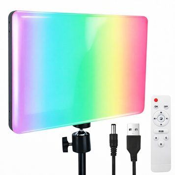 Студийный свет для фото и видео + пульт, 22.8х15.8 см, USB, RGB, PM-26 / Прямоугольная LED лампа / Видеосвет / Светодиодная лампа 234583857 фото