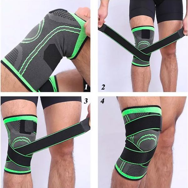 Комплект 2 шт Бандаж фиксатор коленного сустава Knee bands, L / Бандаж-фиксатор эластичный коленного сустава / Спортивный наколенник 234565658+234565658 фото