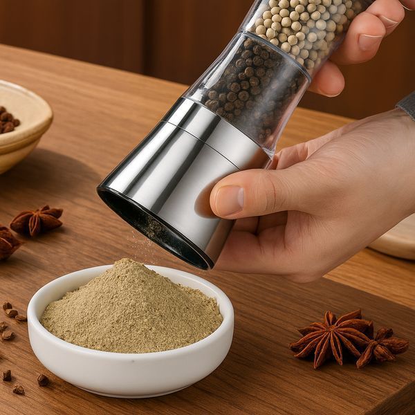 Млин для спецій 2в1, механічний, Duo Grinder / Двосторонній млин для перцю і солі / Подрібнювач спецій 234590683 фото