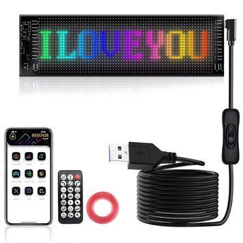 Гибкий экран для авто с Bluetooth, 35х10см, пульт, Черный / Гибкая LED панель / Светодиодная панель LED 234592411 фото