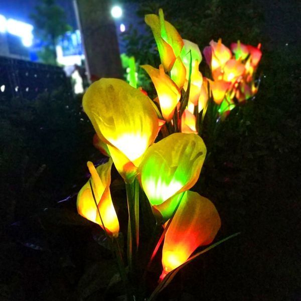 Садовый светильник с солнечной панелью 42,5см (1шт) Calla Lily, Лилия, Желтый / Газонный фонарь для сада 23457188101 фото