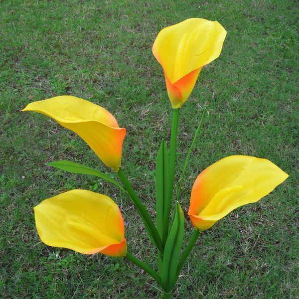 Садовый светильник с солнечной панелью 42,5см (1шт) Calla Lily, Лилия, Желтый / Газонный фонарь для сада 23457188101 фото