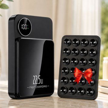 Бездротовий повербанк 10000 mAh, Q9 + Тримач присоска для телефону / УМБ для гаджетів / Магнітний повербанк 234571410 фото