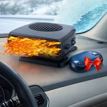 Обігрівач салону, 200W, Air Heater Fan + Розморожувач лобового скла De Icer / Автодуйка / Тепловентилятор для машини 123462618(цей артикул вірний) фото