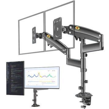 Настольный кронштейн для двух мониторов 12"-27", до 9кг, H180 / Поворотный держатель для монитора на стол 234575620 фото