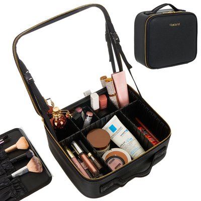 Дорожня косметичка-валіза з дзеркалом, (26х23х11см) / Органайзер для зберігання косметики / Жіноча сумочка для косметики 234569699 фото