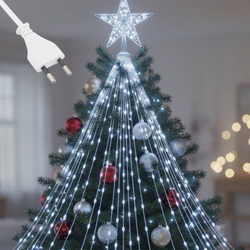 Гірлянда Кінський хвіст від мережі, 17 ниток, 400 LED, Білий / Світлодіодна новорічна гірлянда / LED гірлянда 234589550 фото
