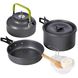 Алюминиевый кемпинговый набор посуды 3в1, Cooking Set DS-308 / Туристическая посуда (чайник, кастрюля, сковорода) 234565353 фото 1