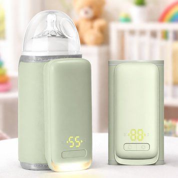 Портативный подогреватель для бутылочек, 6 режимов, до 55&deg;С, от USB, Салатовый / Беспроводной подогреватель бутылочек 234586148 фото
