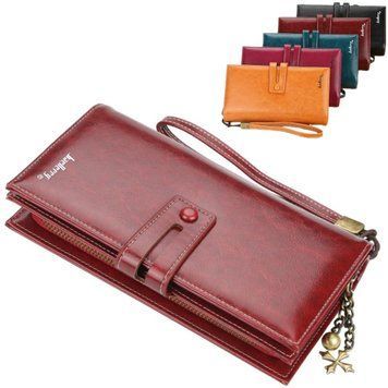Жіночий гаманець-портмоне з екошкіри (20х11х3 см) Baellerry N1632 Women Long, Бордовий / Клатч на кнопці 234563254 фото