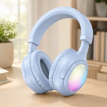 Бездротові навушники накладні з LED підсвіткою, Bluetooth, Hoco W48, Блакитні / Блютуз навушники / Бездротова стерео гарнітура 234596091 фото