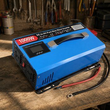 Інвертор із чистою синусоїдою 12V/220V, 1000W, Синій / Перетворювач напруги / Автомобільний інвертор / ДБЖ / Автоінвертор 234594538 фото