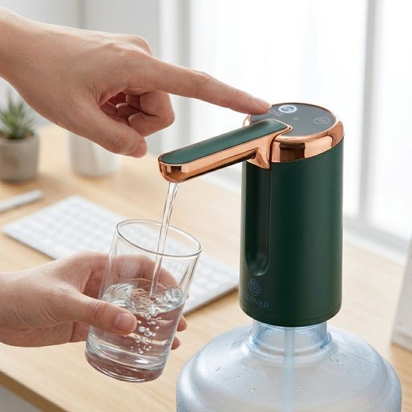 Помпа электрическая со складным носиком 4W, USB, Clover K16, Зеленый / Электрический насос для бутылки / Электрпомпа для воды 234596664 фото