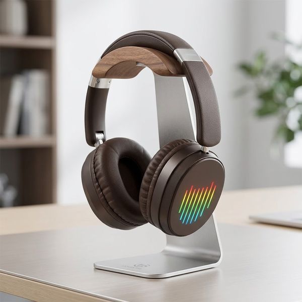 Бездротові навушники з Bluetooth та підсвічуванням, AUX, SD, Type-C, Чорний / Bluetooth навушники накладні / Складні навушники 234596977 фото