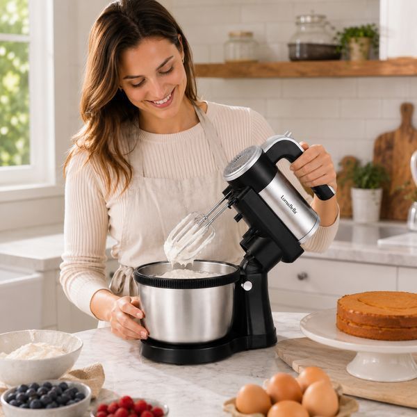Миксер с чашей, 1000 Вт, LumaBella LB-52031 / Миксер ручной / Кухонный миксер / Электрический миксер для кухни 234604573 фото Миксер с чашей, 1000 Вт, LumaBella LB-52031 / Миксер ручной / Кухонный миксер / Электрический миксер для кухни 234604573 фото