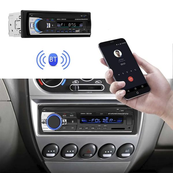 Автомагнітола з Bluetooth, 1DIN, MP3-SA-520 ISO / Магнітола з LED підсвіткою в авто / Магнітофон в машину 234565400 фото