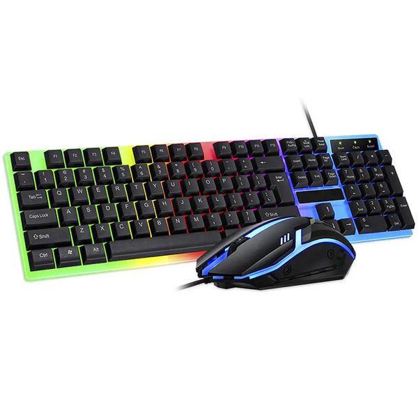 Ігровий набір клавіатура та мишка з RGB підсвіткою, від USB, KEYBOARD KM-5003 / Дротова клавіатура для геймерів 234571523 фото