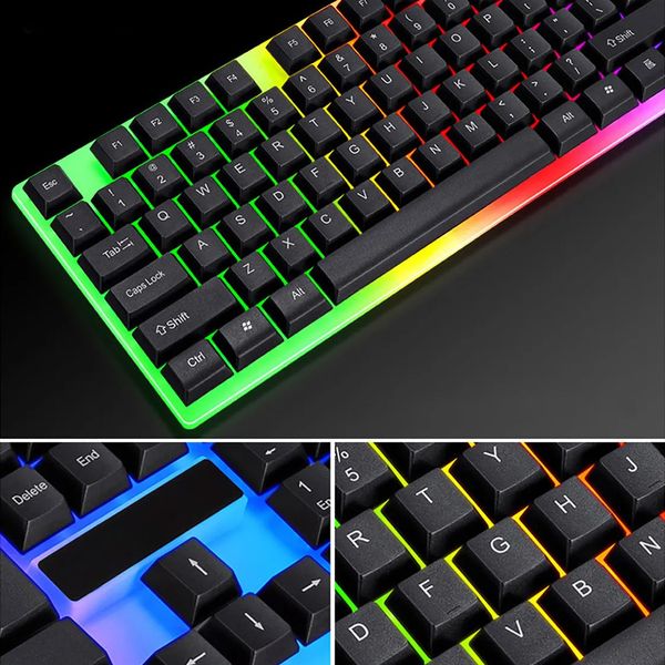 Ігровий набір клавіатура та мишка з RGB підсвіткою, від USB, KEYBOARD KM-5003 / Дротова клавіатура для геймерів 234571523 фото